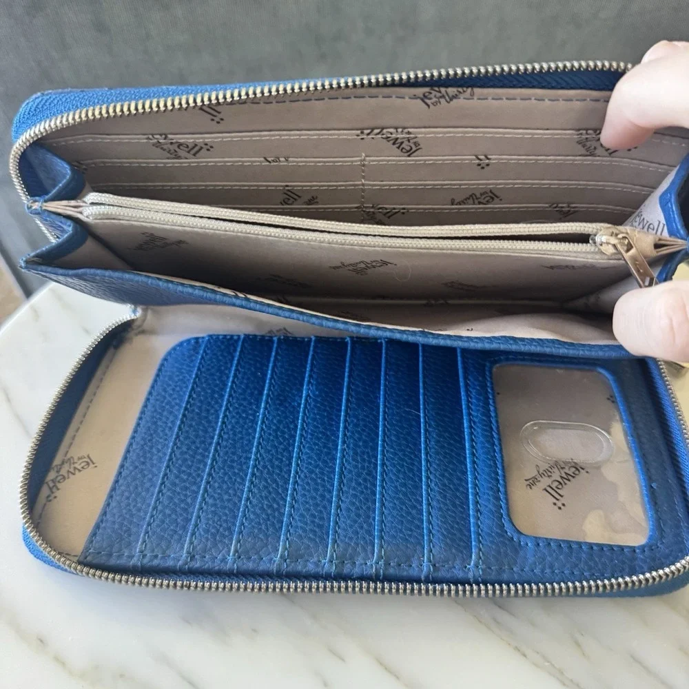 Thirty One Jewell All About the Benjamins Cobalt Blue Zip Wallet Wristlet Strap